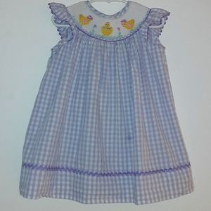 Toddler Girl's Purple & White Smocked Sleeveless Dress by MARMELLATA - Size 3T